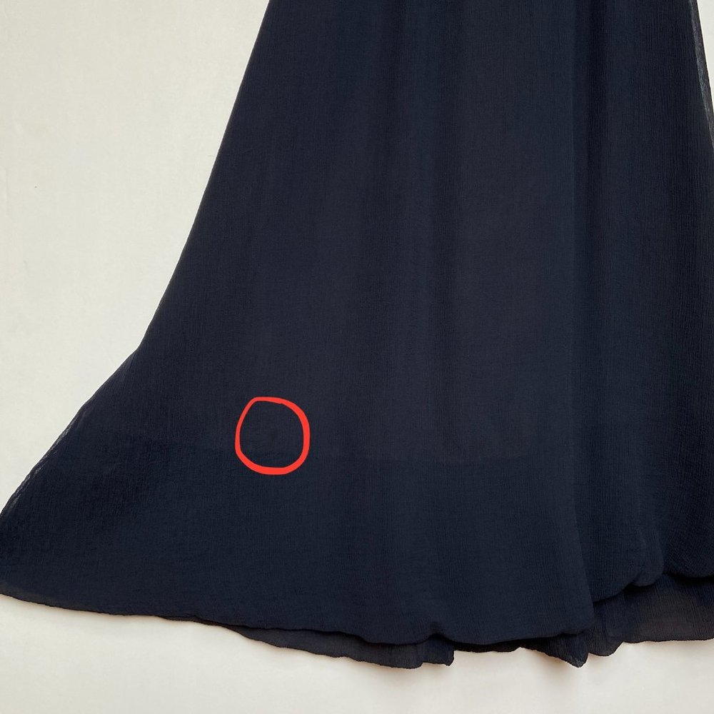 GIVENCHY NAVY CRINKLE CHIFFON BLACK SILK EMPIRE WAIST GOWN XS - Picture 8 of 9